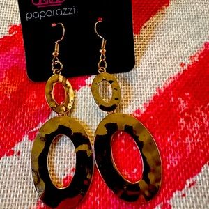 Gold dangle fish hook earring